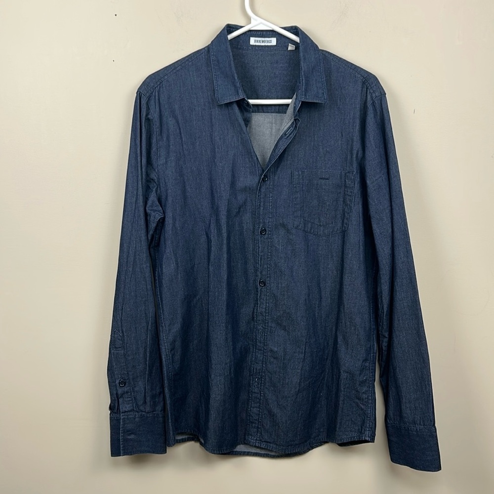 BIKKEMBERGS medium denim oxford button up shirt